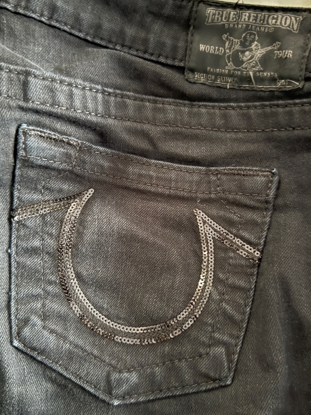 True Religion Women’s Black Sequin Pocket Jeans